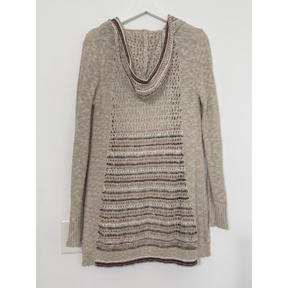 Natural Reflections Womens Boho Hooded Open Front Cardigan Oatmeal Size S - Picture 5 of 13